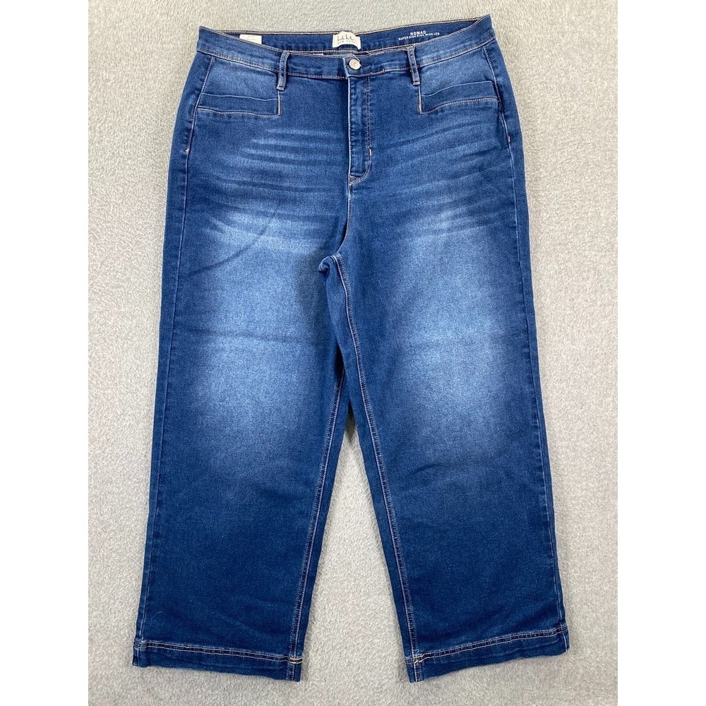 Nicole Miller Nomad Wide Leg Jeans Womens 14 Blue Super High Rise Medium Wash
